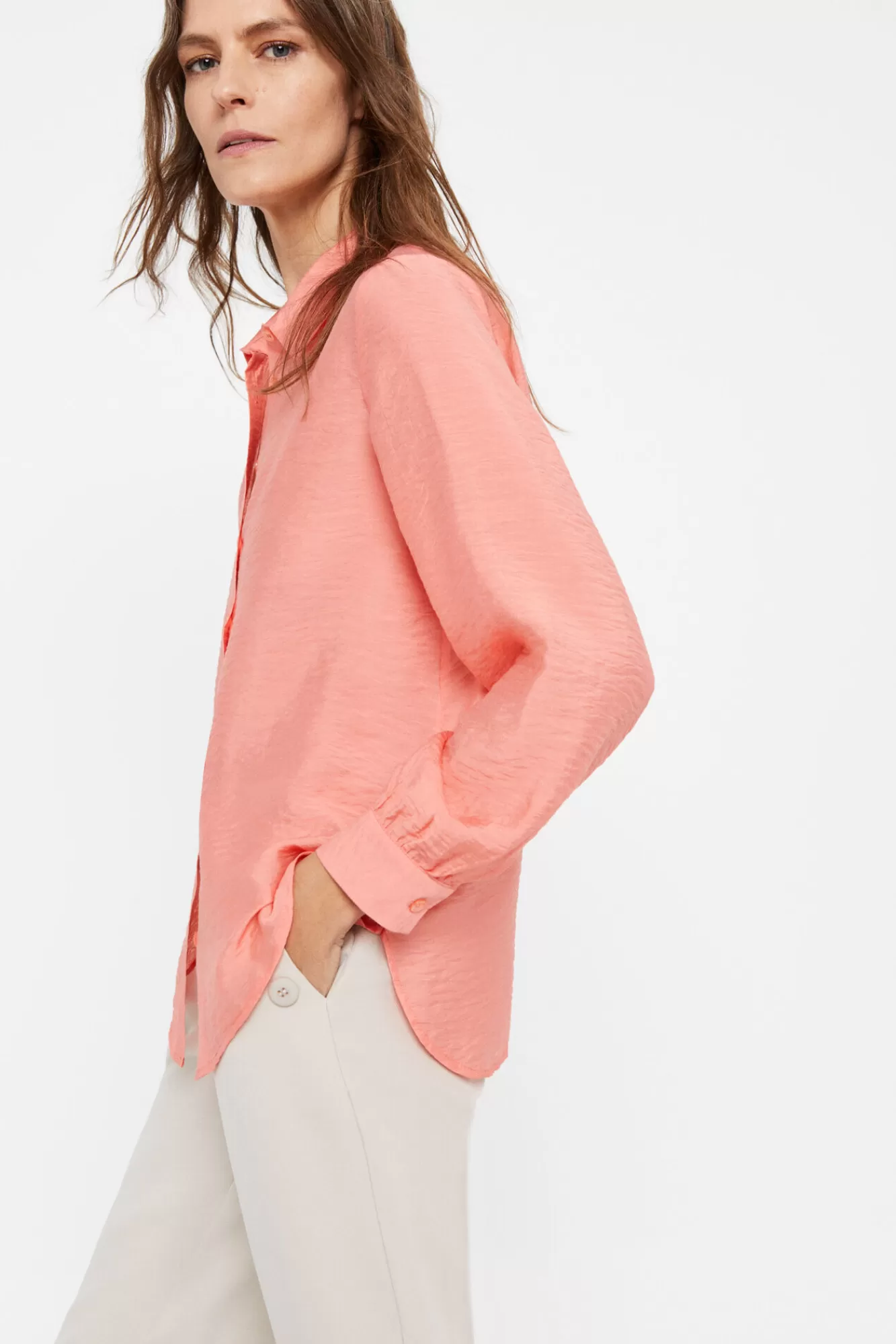 Clearance Cortefiel Fluid Shirt Coral