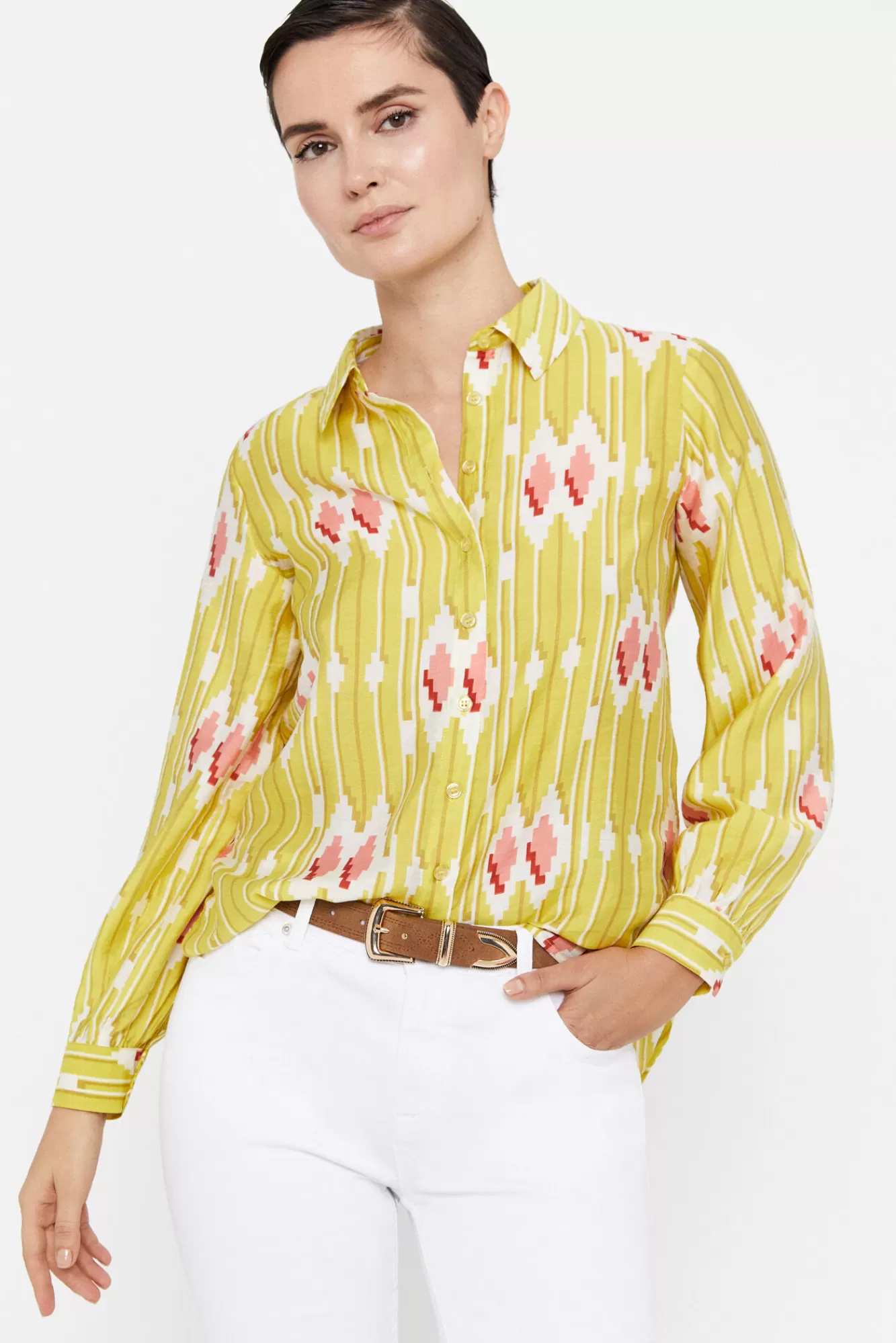 Cheap Cortefiel Fluid Shirt Printed Yellow