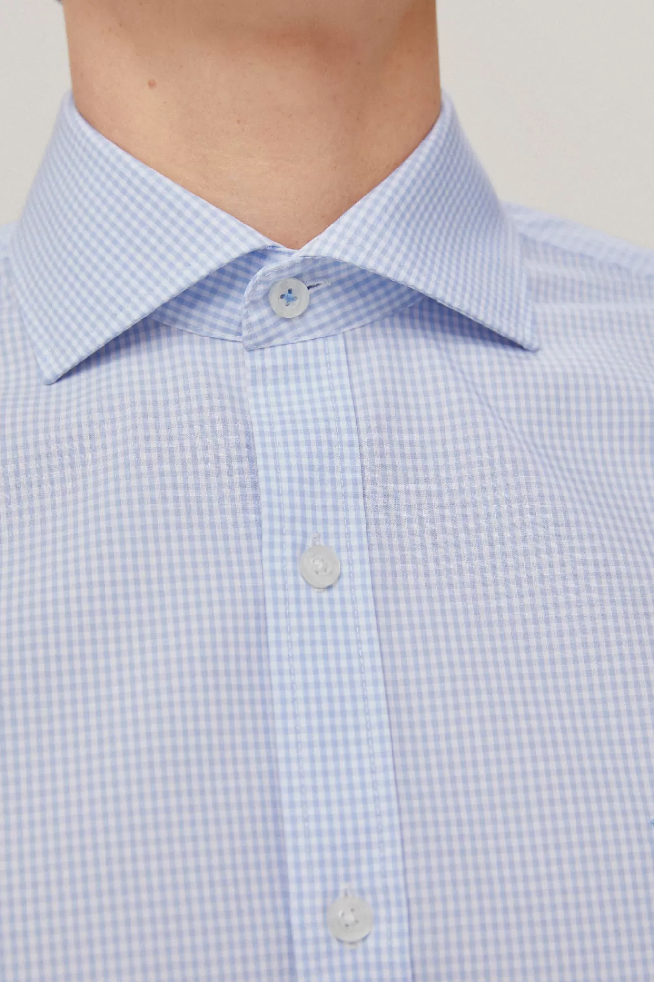 Best Pedro del Hierro Gingham Non-Iron + Stain-Resistant Dress Shirt Blue