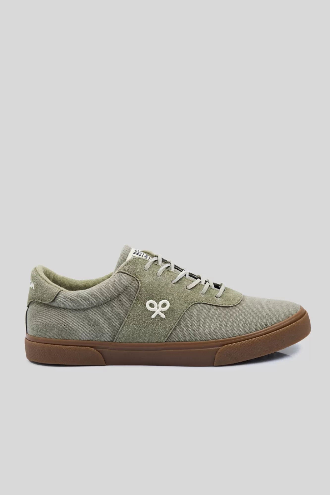 Best Silbon Green Casual Canvas And Split Leather Trainer Kaki