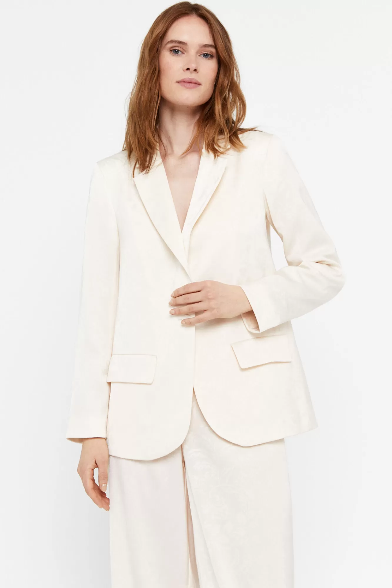 New Cortefiel Jacquard Blazer White