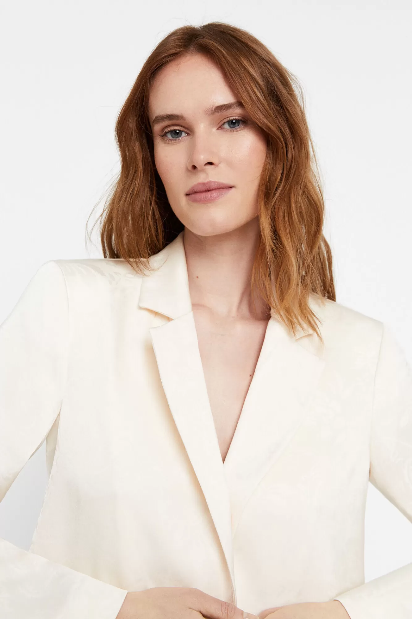 New Cortefiel Jacquard Blazer White