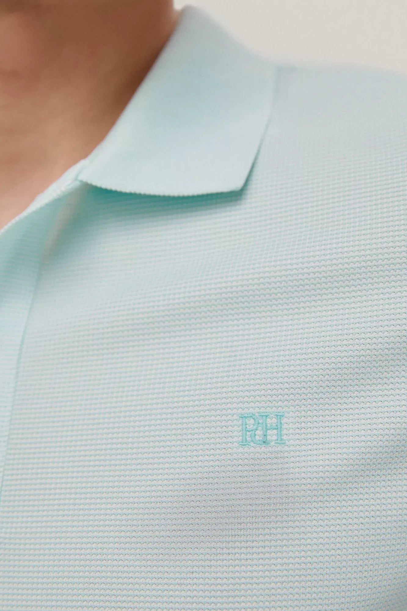 Store Pedro del Hierro Jacquard Textured Polo Shirt Turquoise