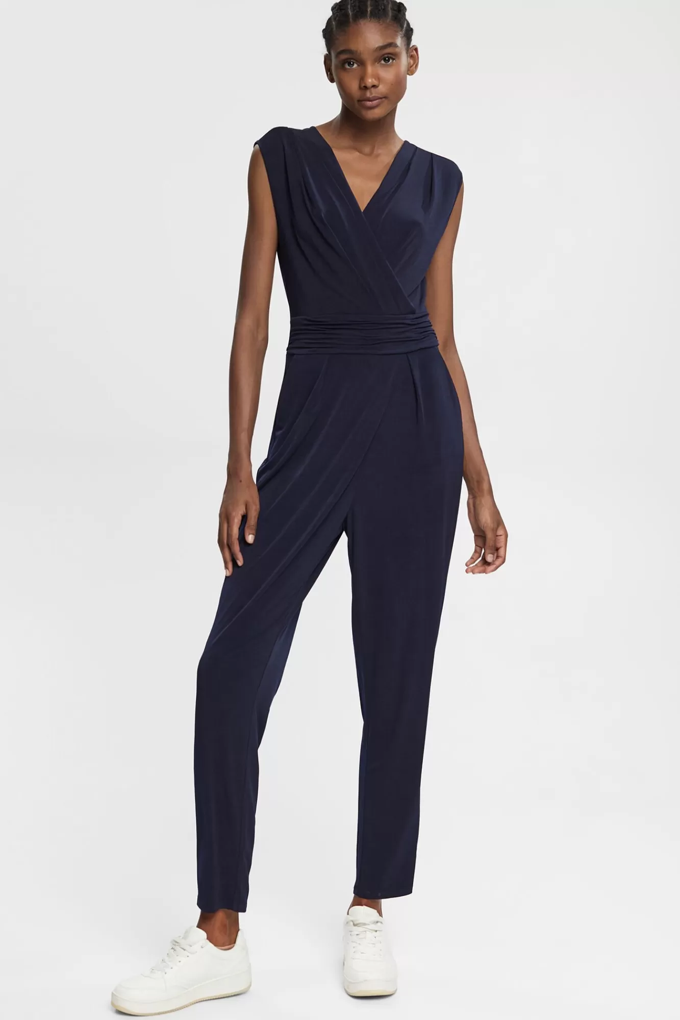 Outlet Esprit Jersey Crossover Jumpsuit Navy