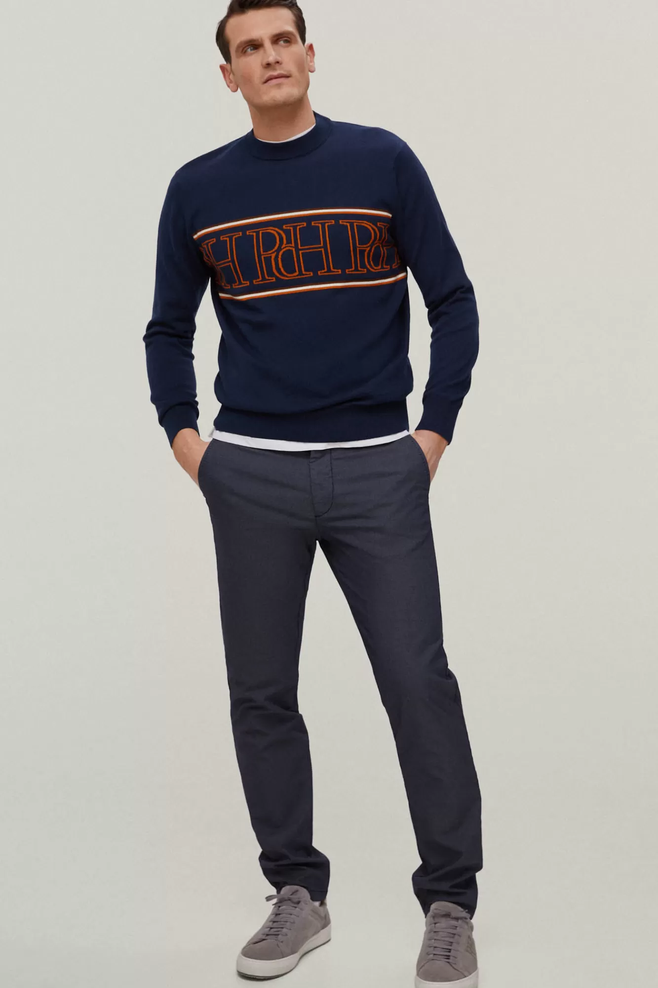 Best Sale Pedro del Hierro Jersey Cuello Redondo Logos Pecho Blue