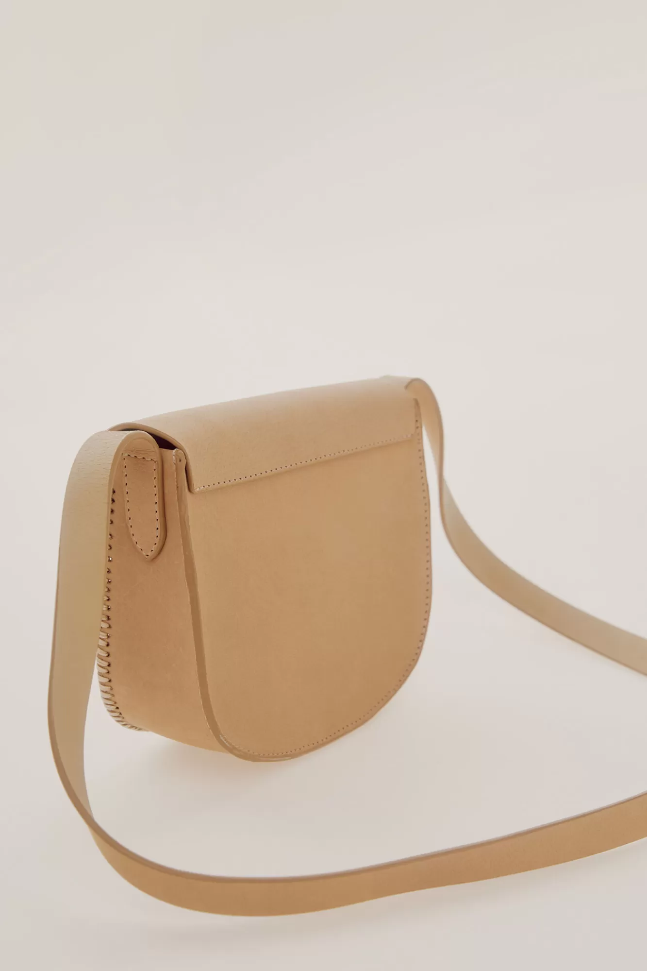 New Slowlove Leather Backstitch Crossbody Bag Ivory