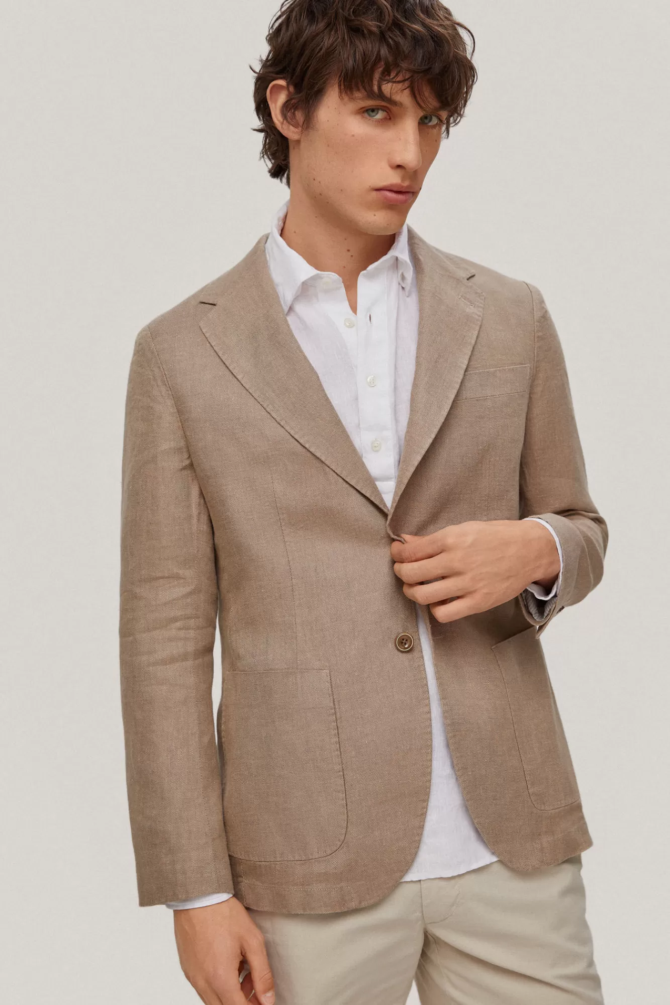 Online Pedro del Hierro Linen Blazer Brown