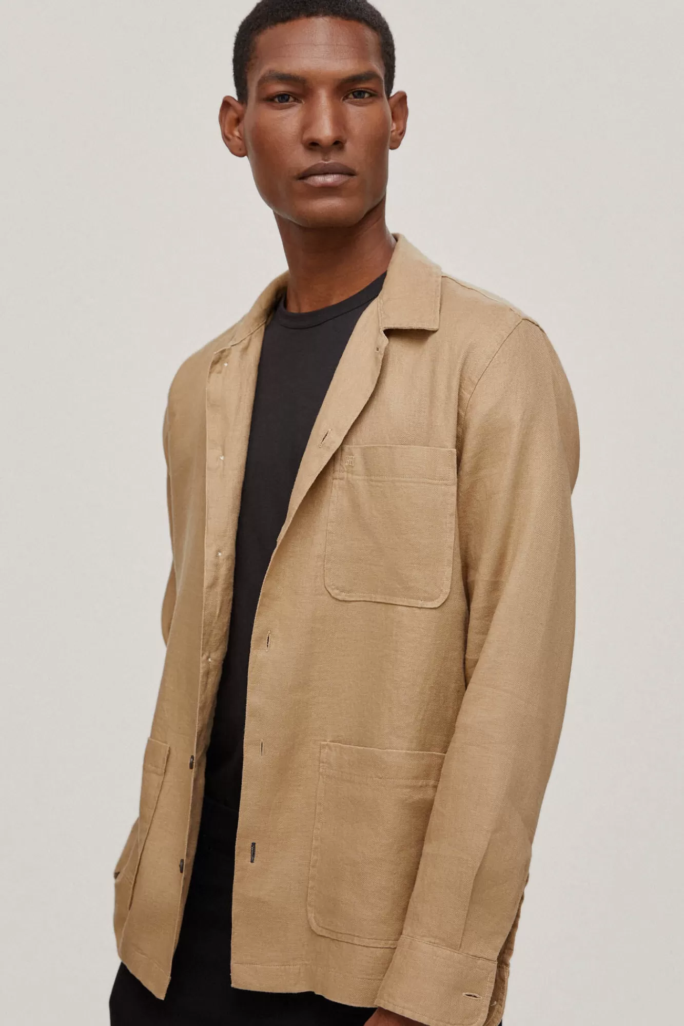 Shop Pedro del Hierro Linen Safari Jacket Brown