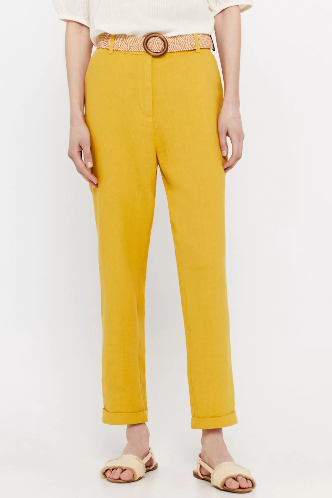 Best Cortefiel Linen Trousers Gold