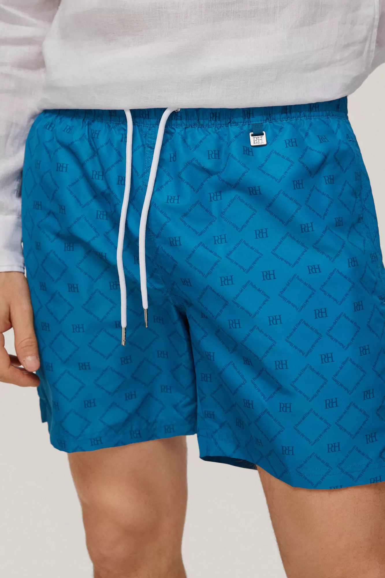 Online Pedro del Hierro Logo Diamond Print Swim Shorts Blue