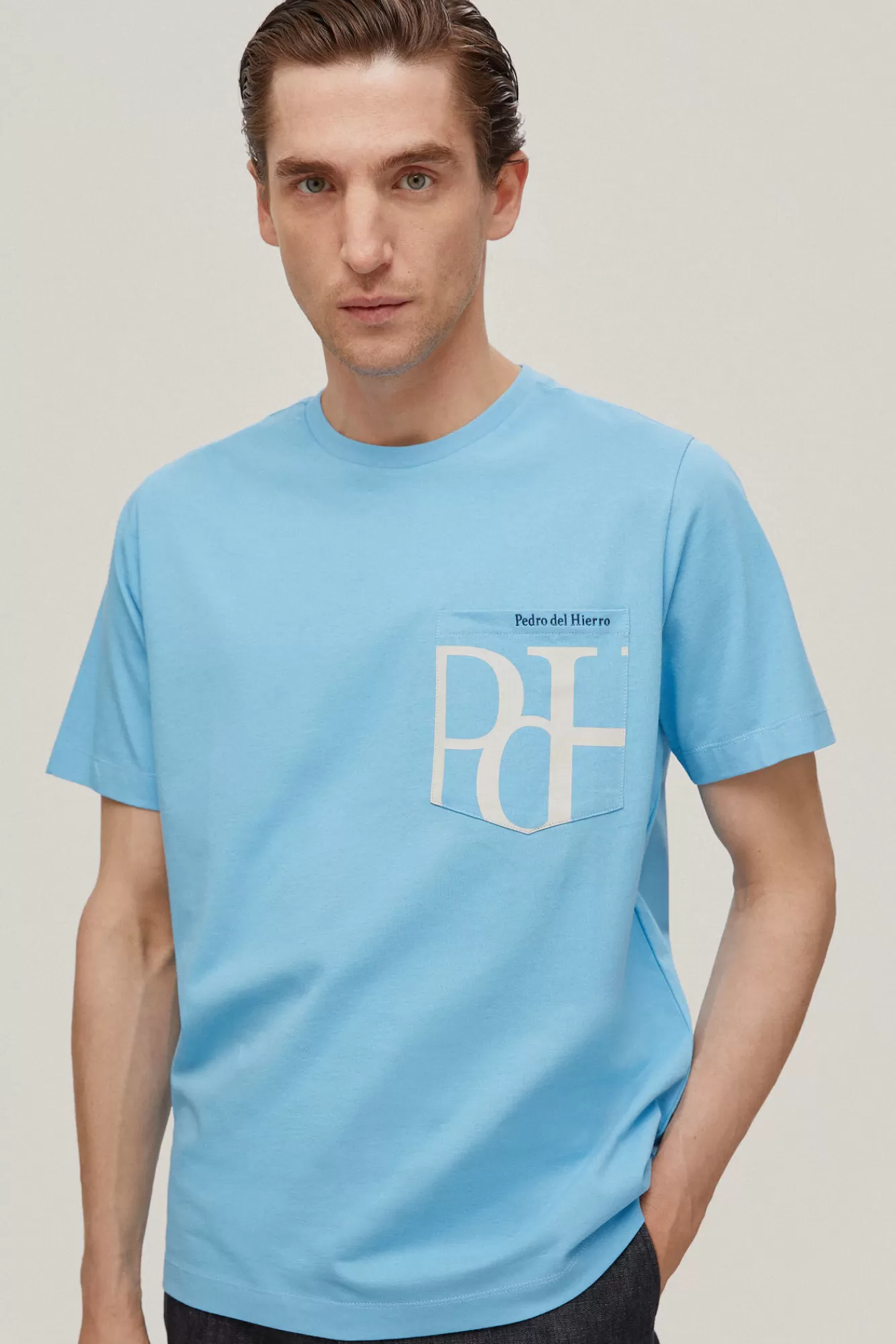 New Pedro del Hierro Logo Pocket T-Shirt Blue