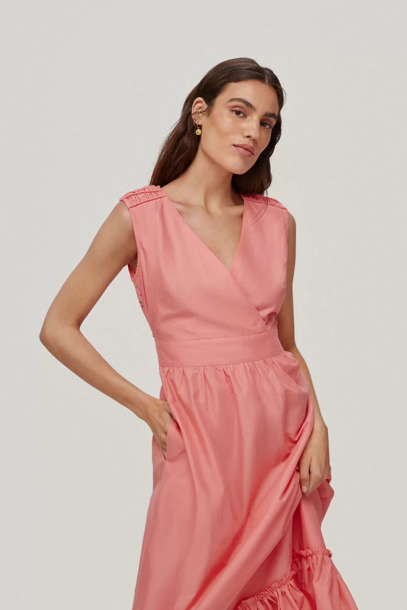 Fashion Pedro del Hierro Long Embroidered Dress, Pink