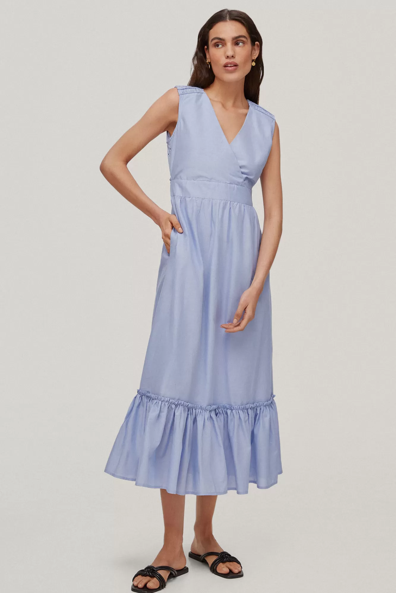 Fashion Pedro del Hierro Long Embroidered Dress, Blue