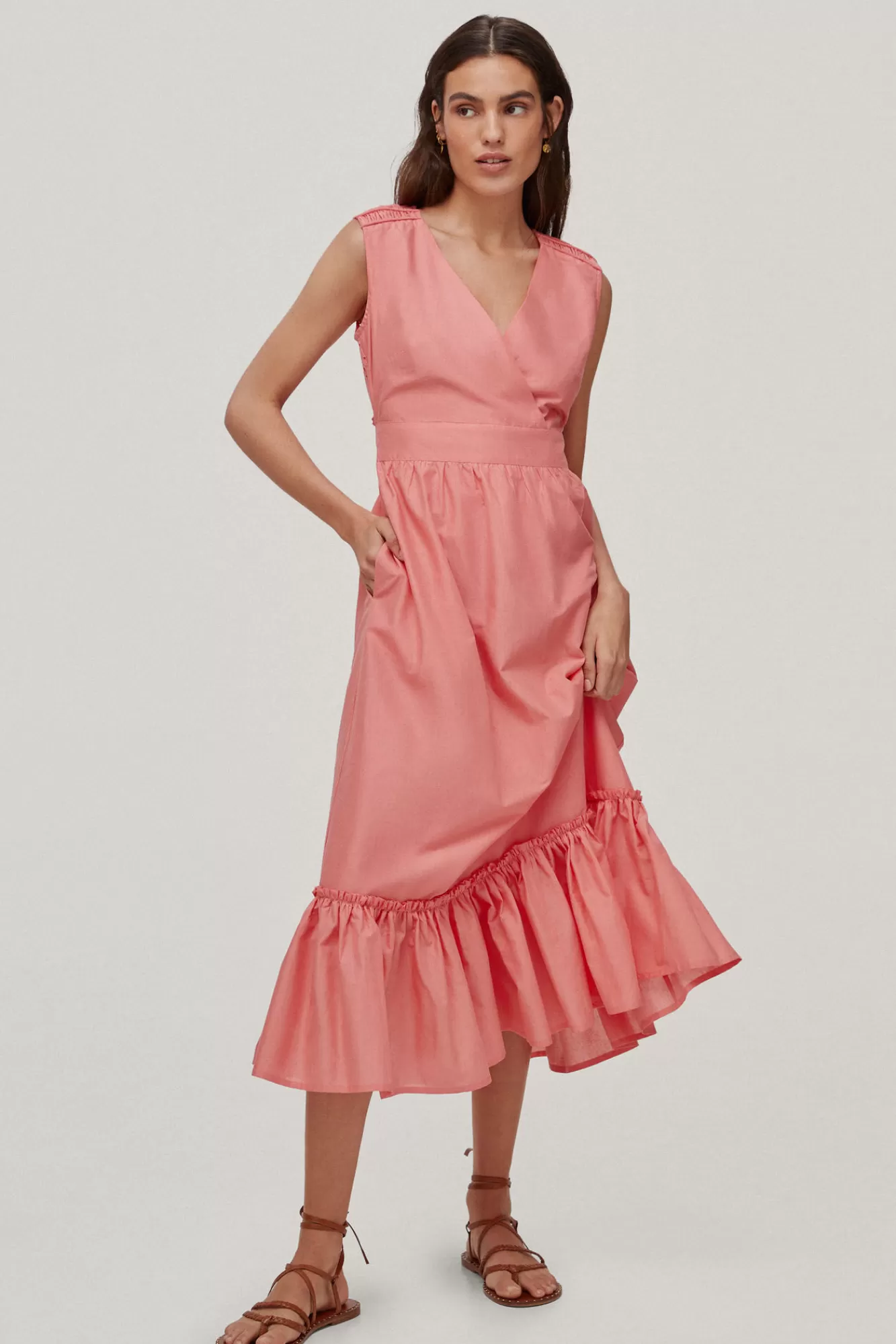 Fashion Pedro del Hierro Long Embroidered Dress, Pink