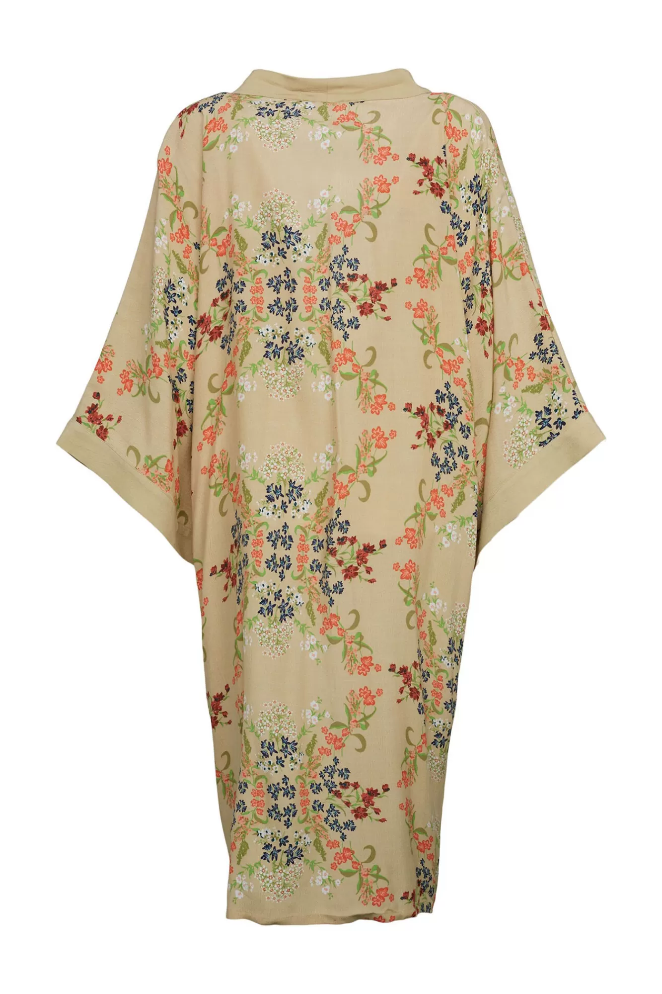 Hot Esprit Long Floral Loose Fit Kimono Printed Beige