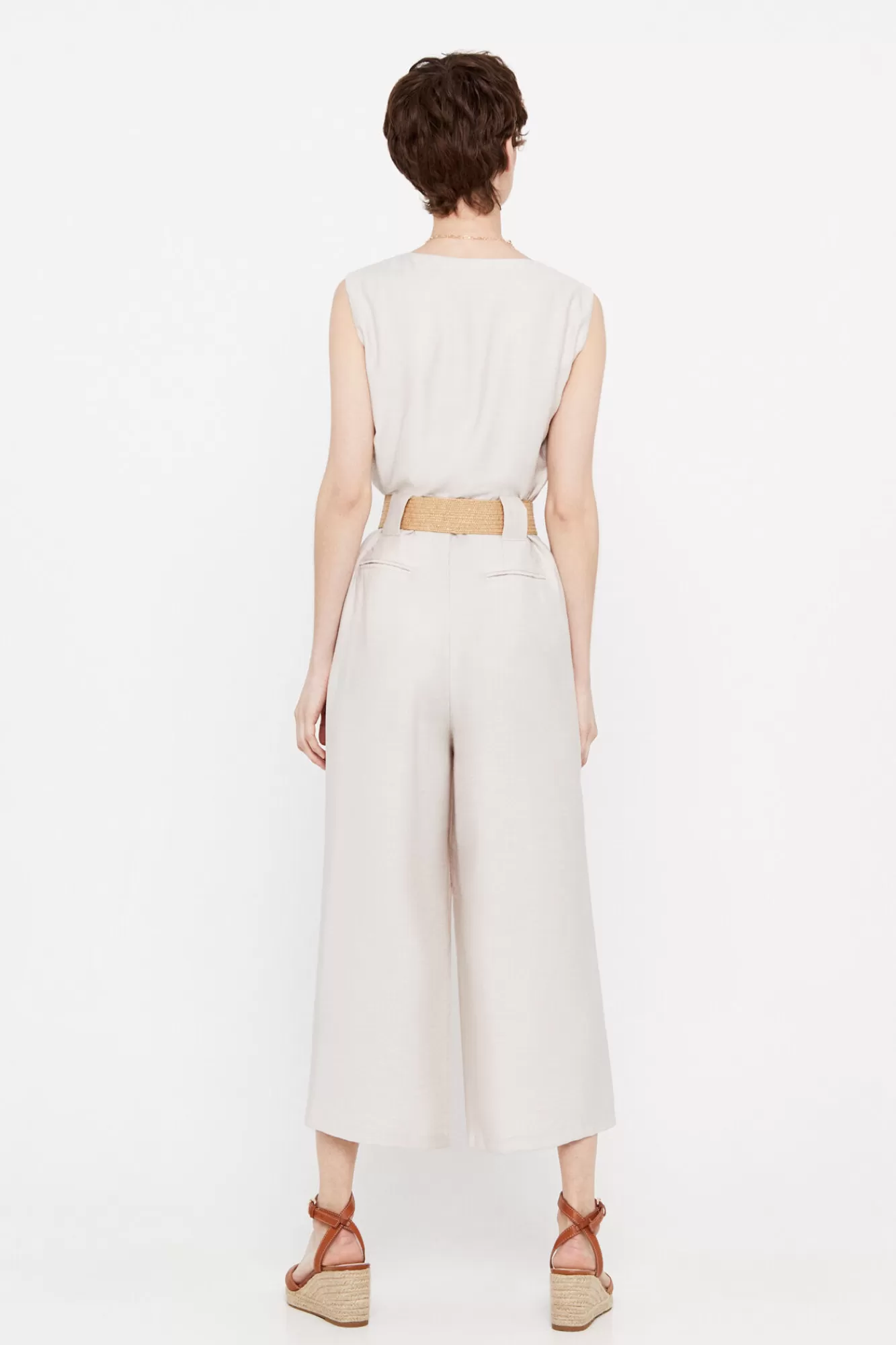 Hot Cortefiel Long Jumpsuit With Belt Nude