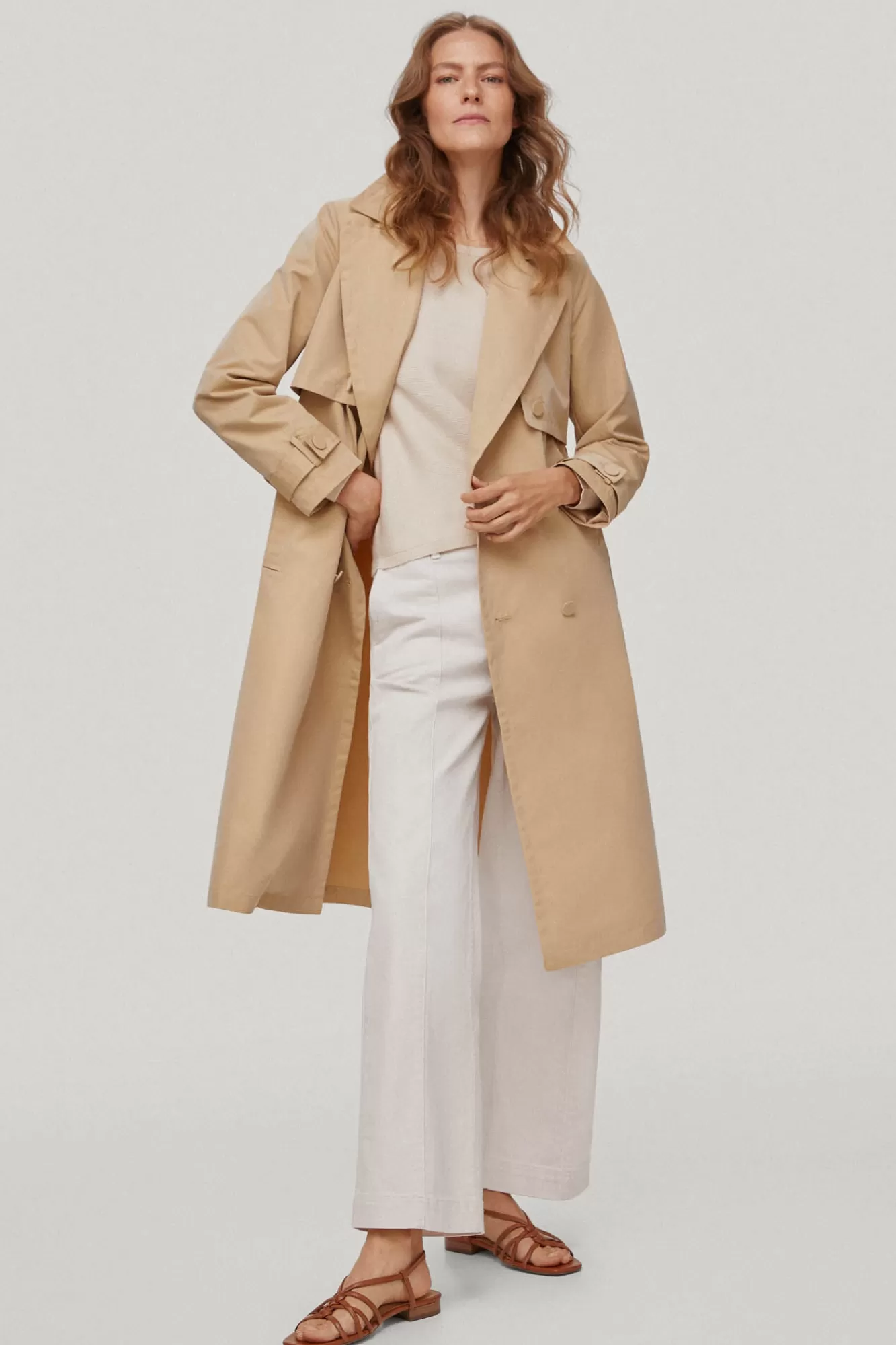 Cheap Pedro del Hierro Long Plain Trench Coat Beige