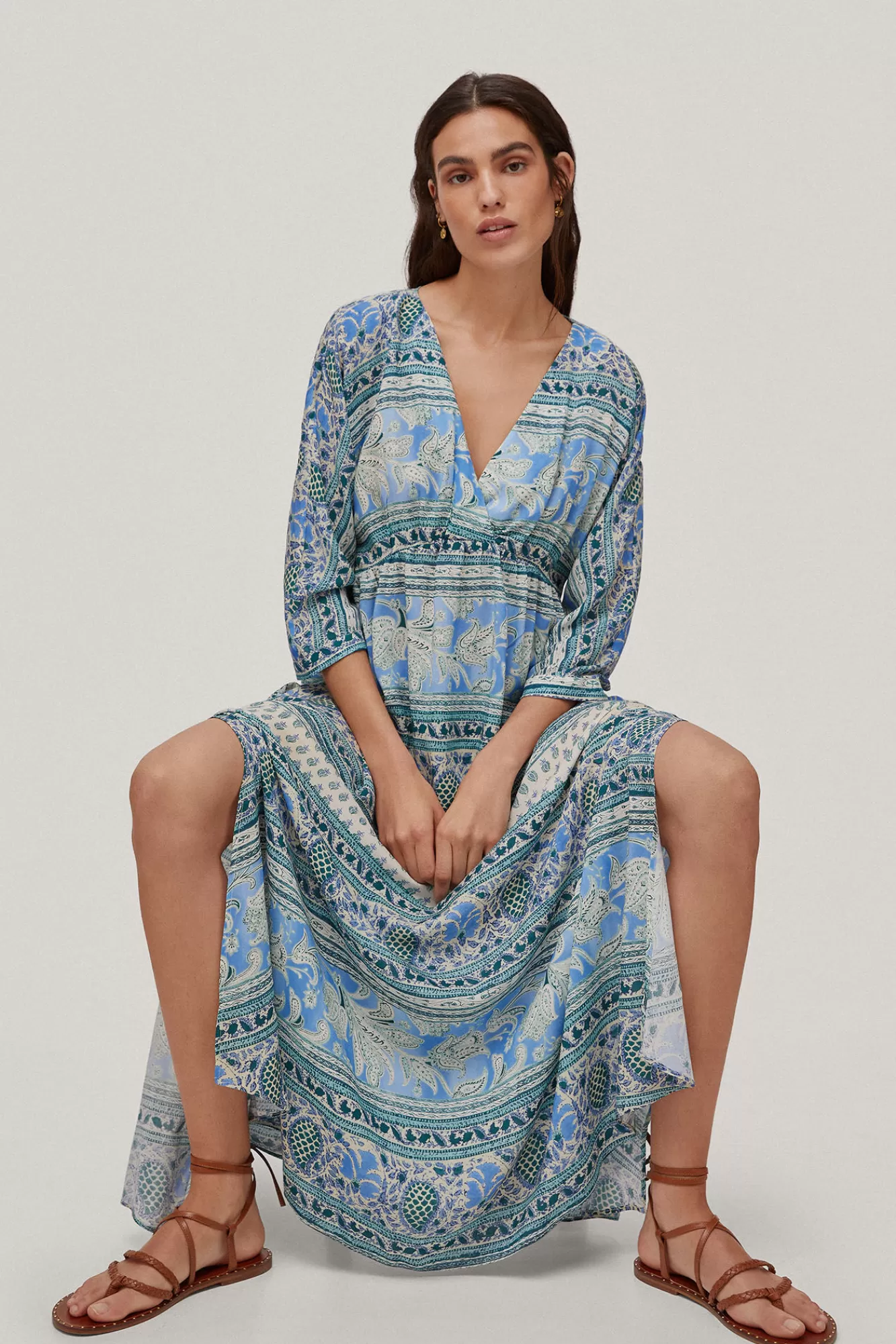 Discount Pedro del Hierro Long Printed Dress Blue