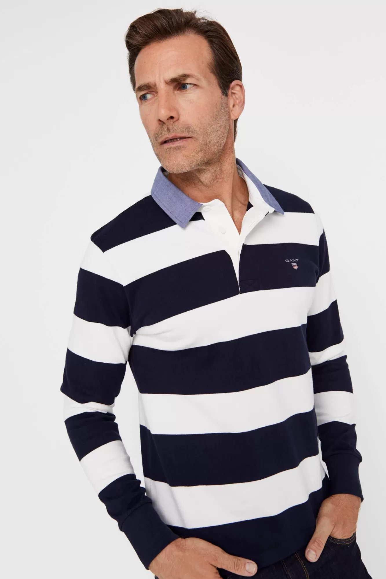 Online Gant Long-Sleeve Polo Shirt White