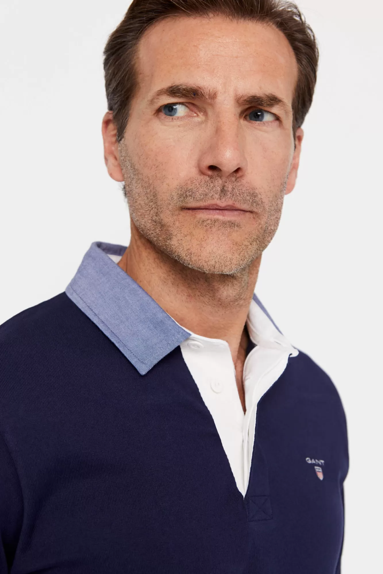 Online Gant Long-Sleeve Polo Shirt Navy