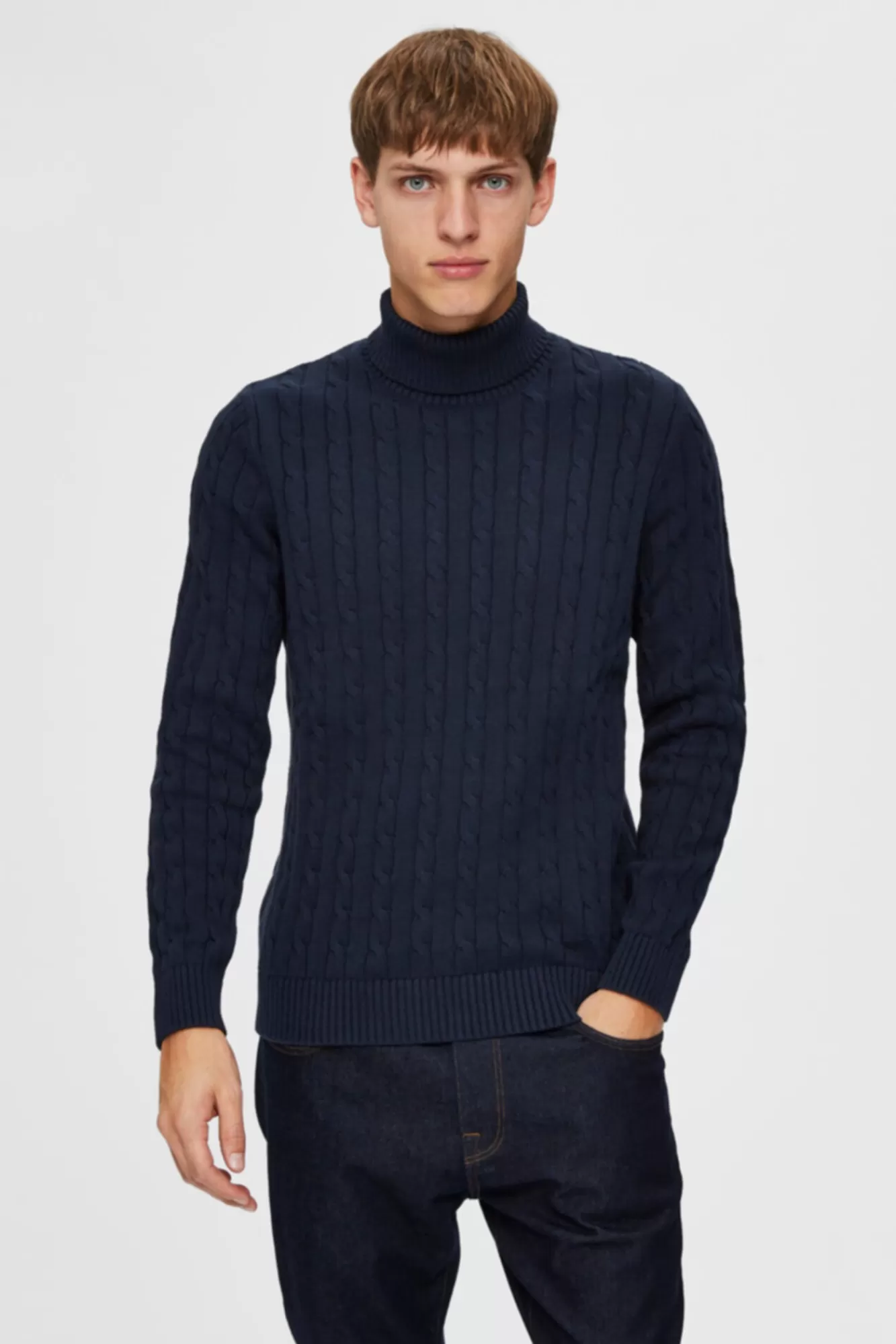 Outlet Selected Long-Sleeved Roll Neck Jumper Blue