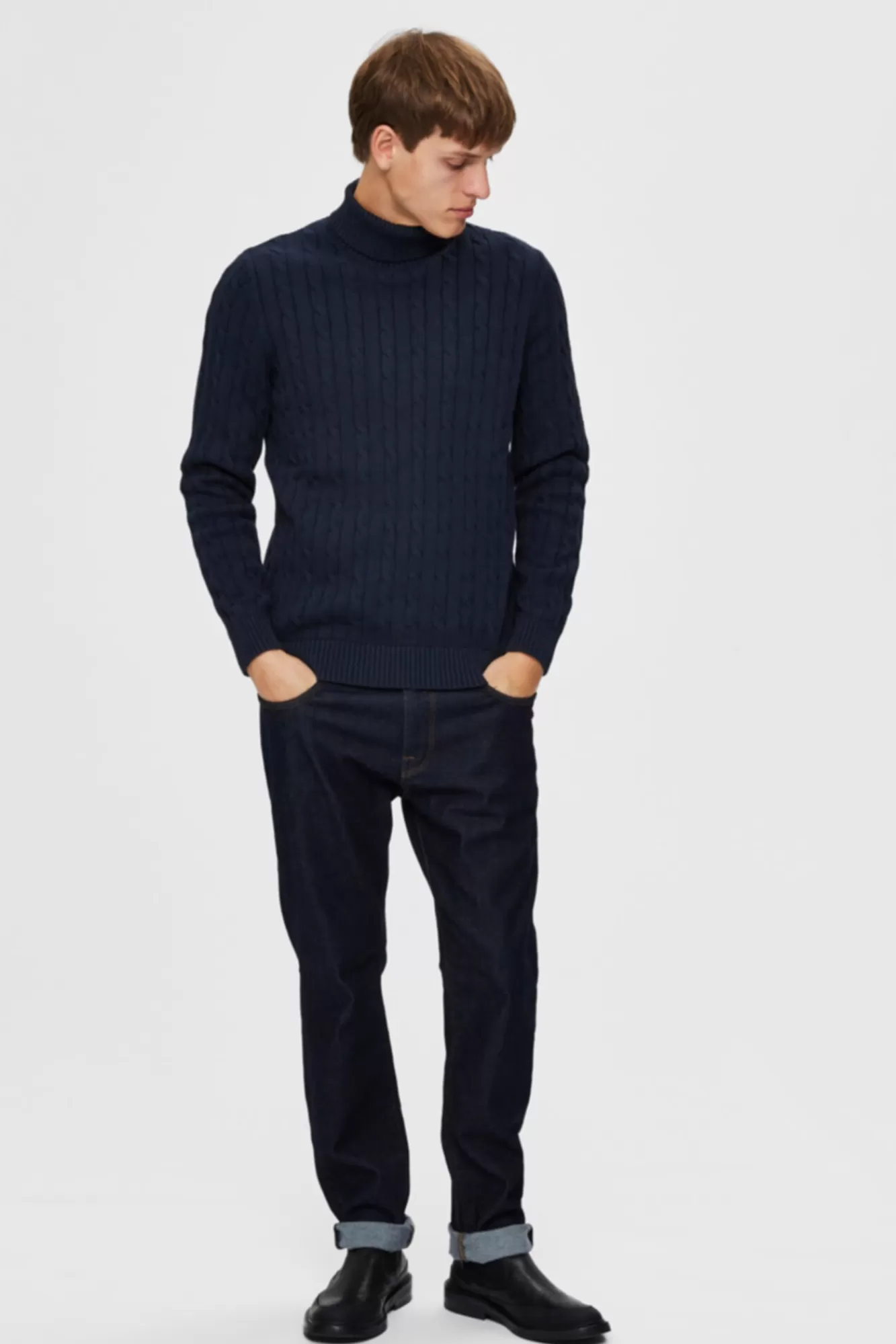 Outlet Selected Long-Sleeved Roll Neck Jumper Blue