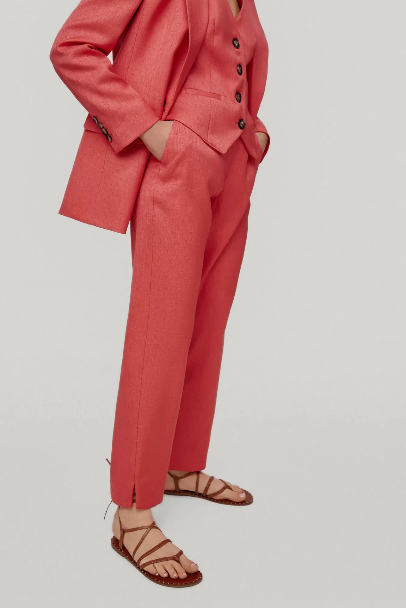 New Pedro del Hierro Medium Rise Suit Trousers. Coral