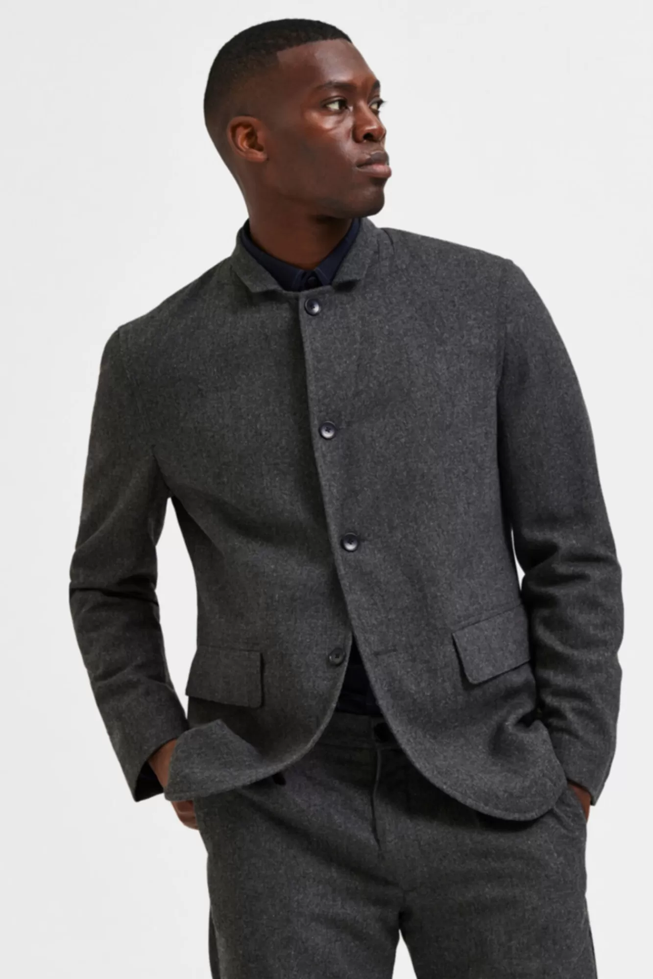 Online Selected Men's Sustainable Blazer Grey