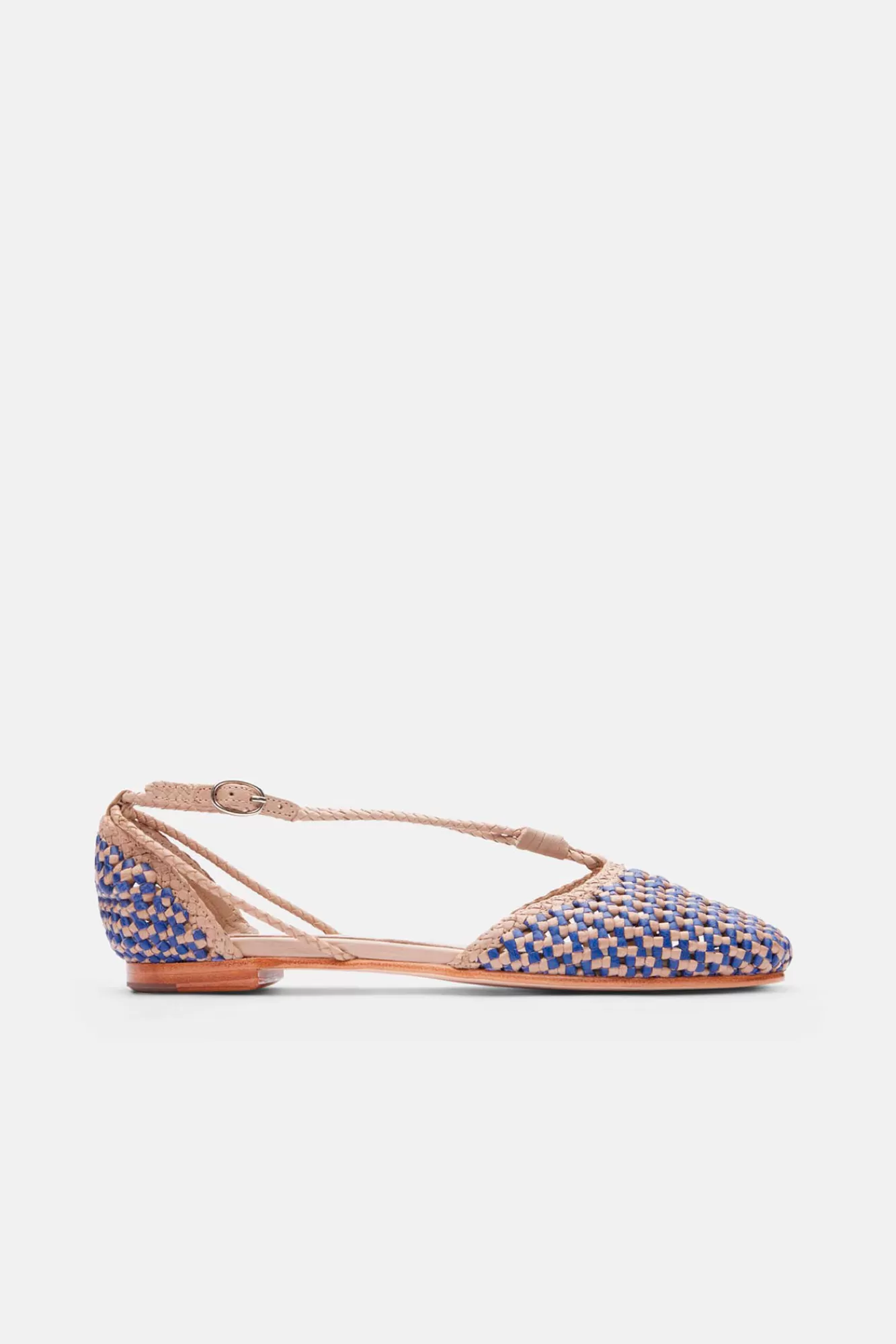 Online Lottusse Multicoloured Braided Lambskin Ballet Flats Blue