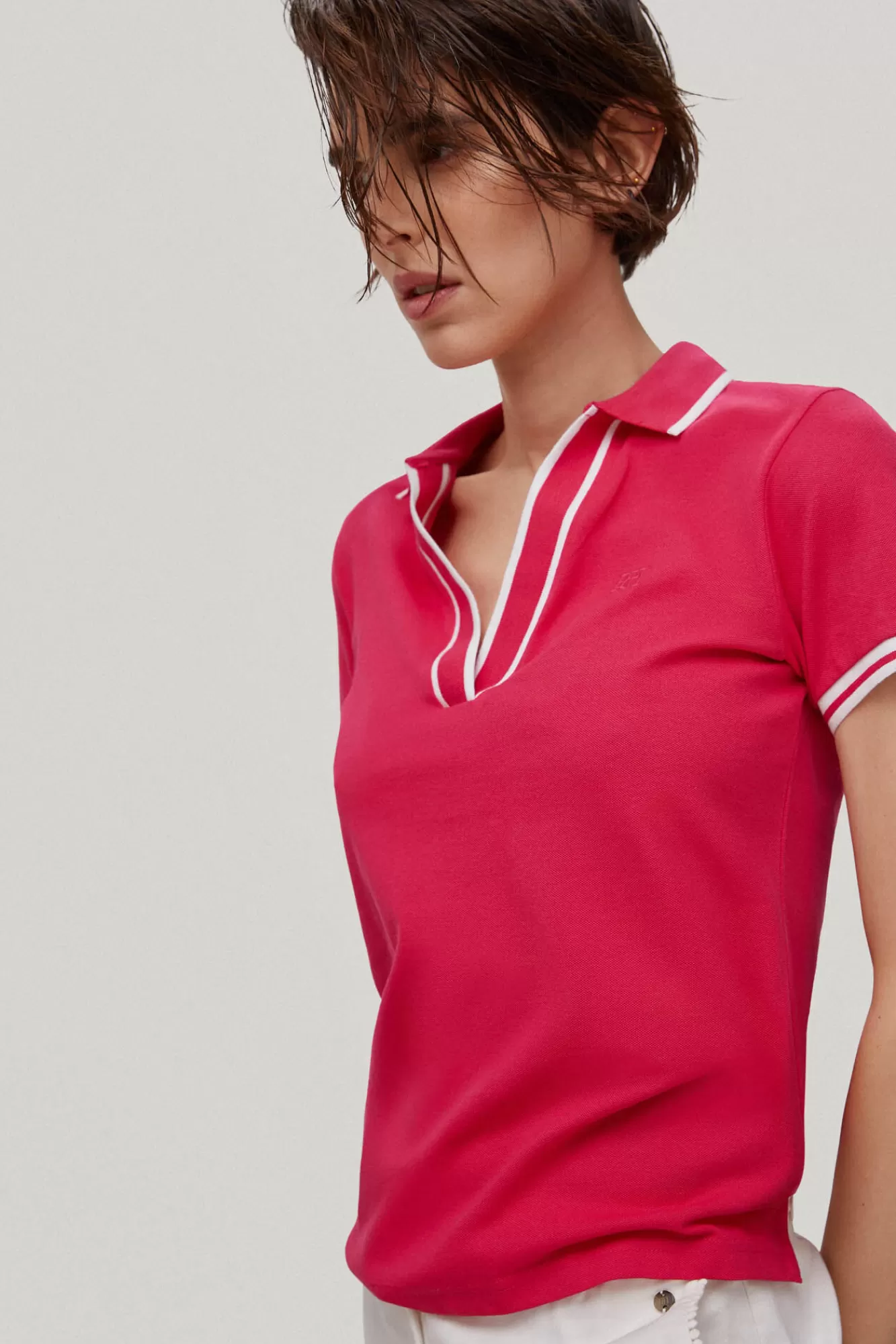 Hot Pedro del Hierro Open Neck Short-Sleeved Polo Shirt Pink