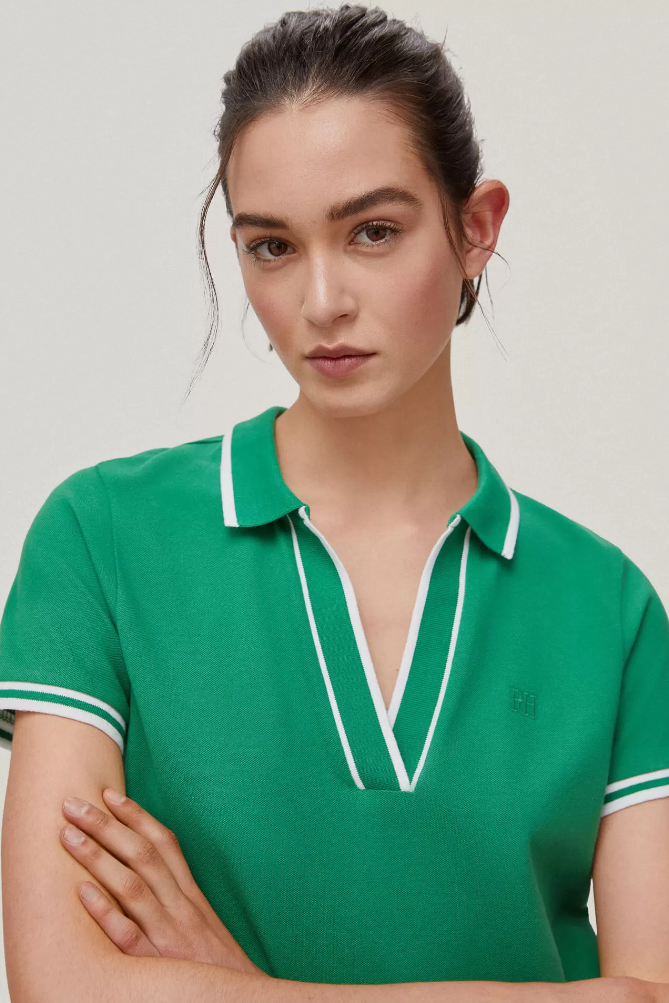 Clearance Pedro del Hierro Open Neck Short-Sleeved Polo Shirt Green