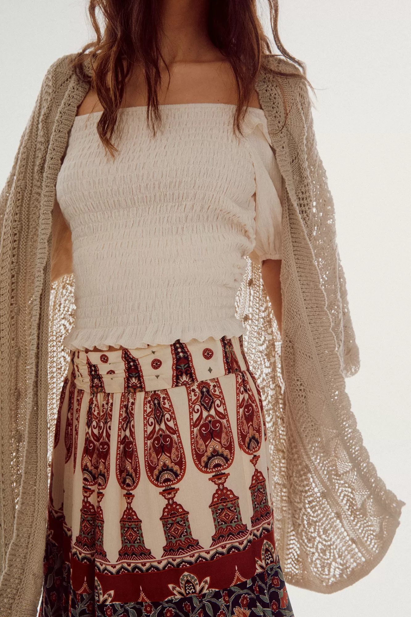 Online Slowlove Open-Knit Poncho Nude