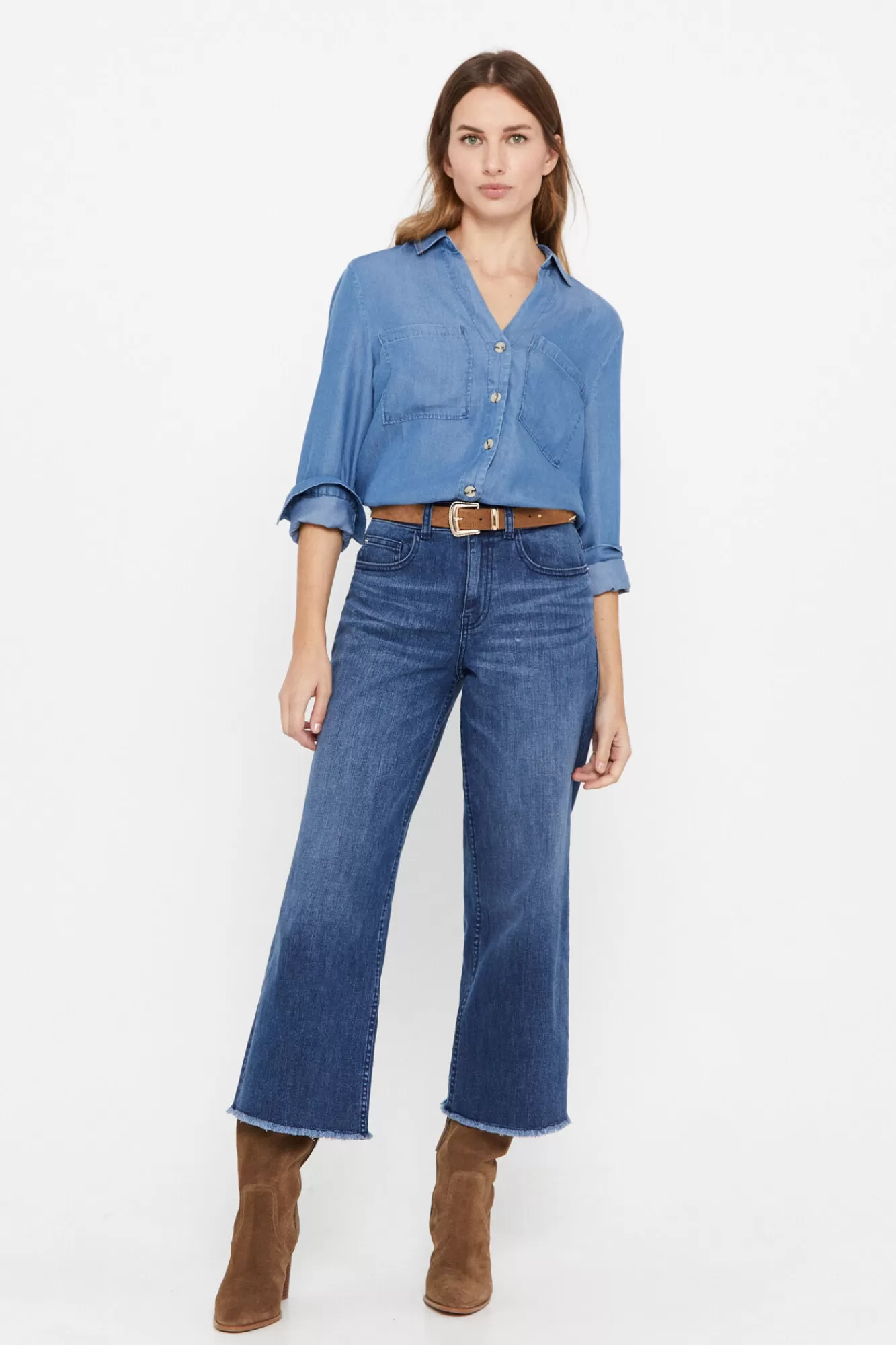 Best Sale Cortefiel Palazzo 5-Pocket Jeans Blue