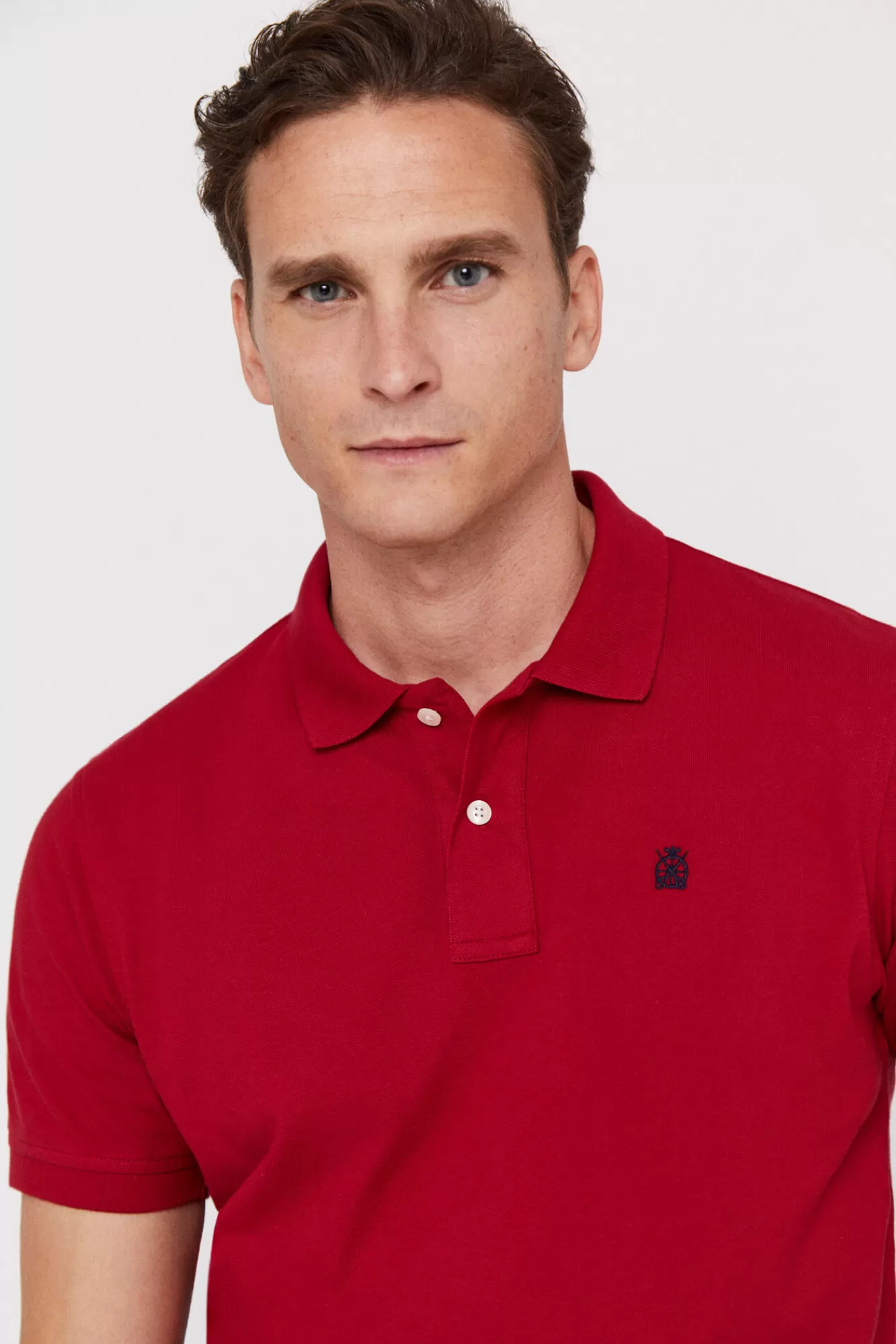 Online Cortefiel Pique Polo Shirt With Logo Maroon