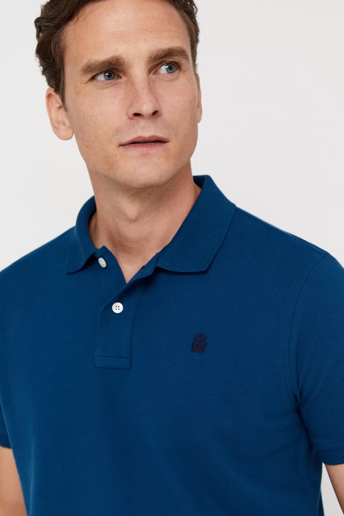 Discount Cortefiel Pique Polo Shirt With Logo Turquoise