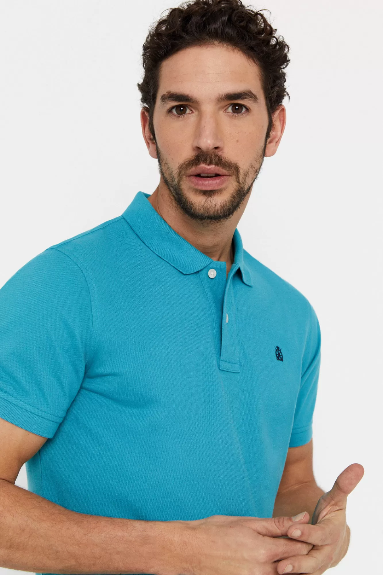 Outlet Cortefiel Pique Polo Shirt With Logo Turquoise