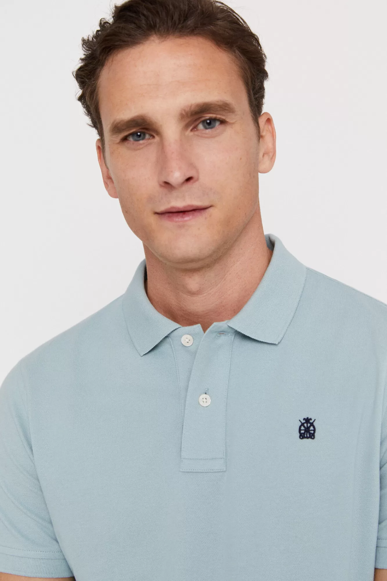 Outlet Cortefiel Pique Polo Shirt With Logo Blue