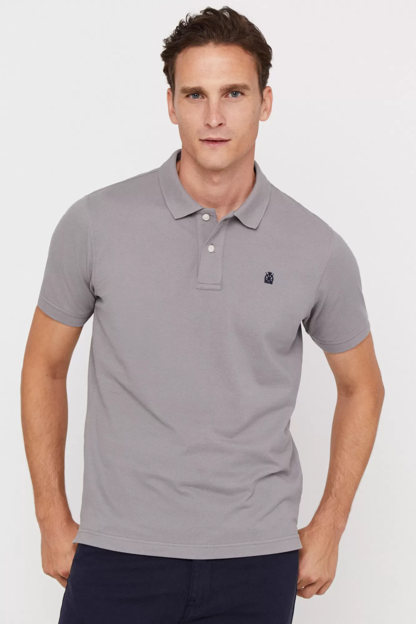 Outlet Cortefiel Pique Polo Shirt With Logo Grey