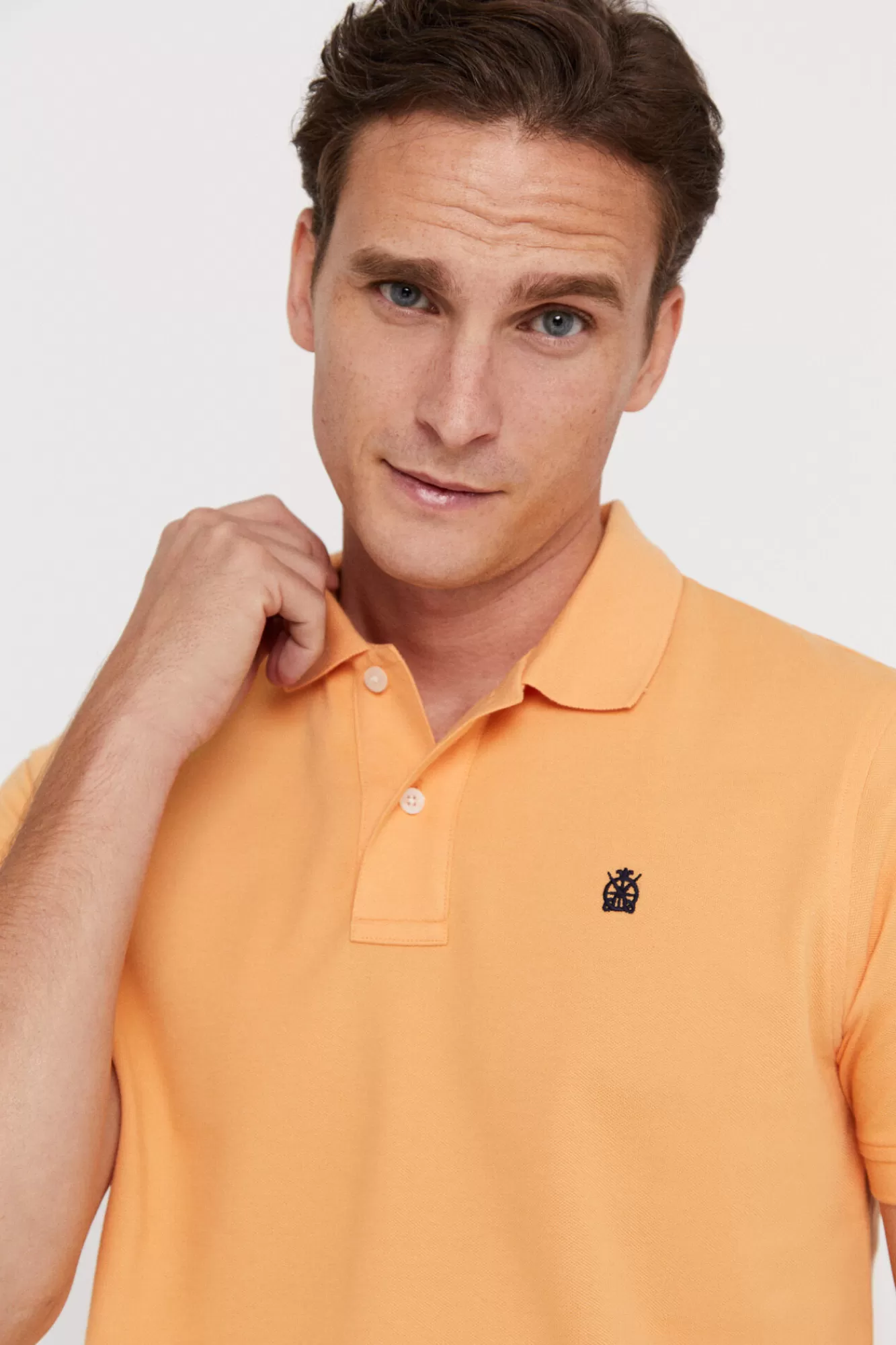 Cheap Cortefiel Pique Polo Shirt With Logo Orange