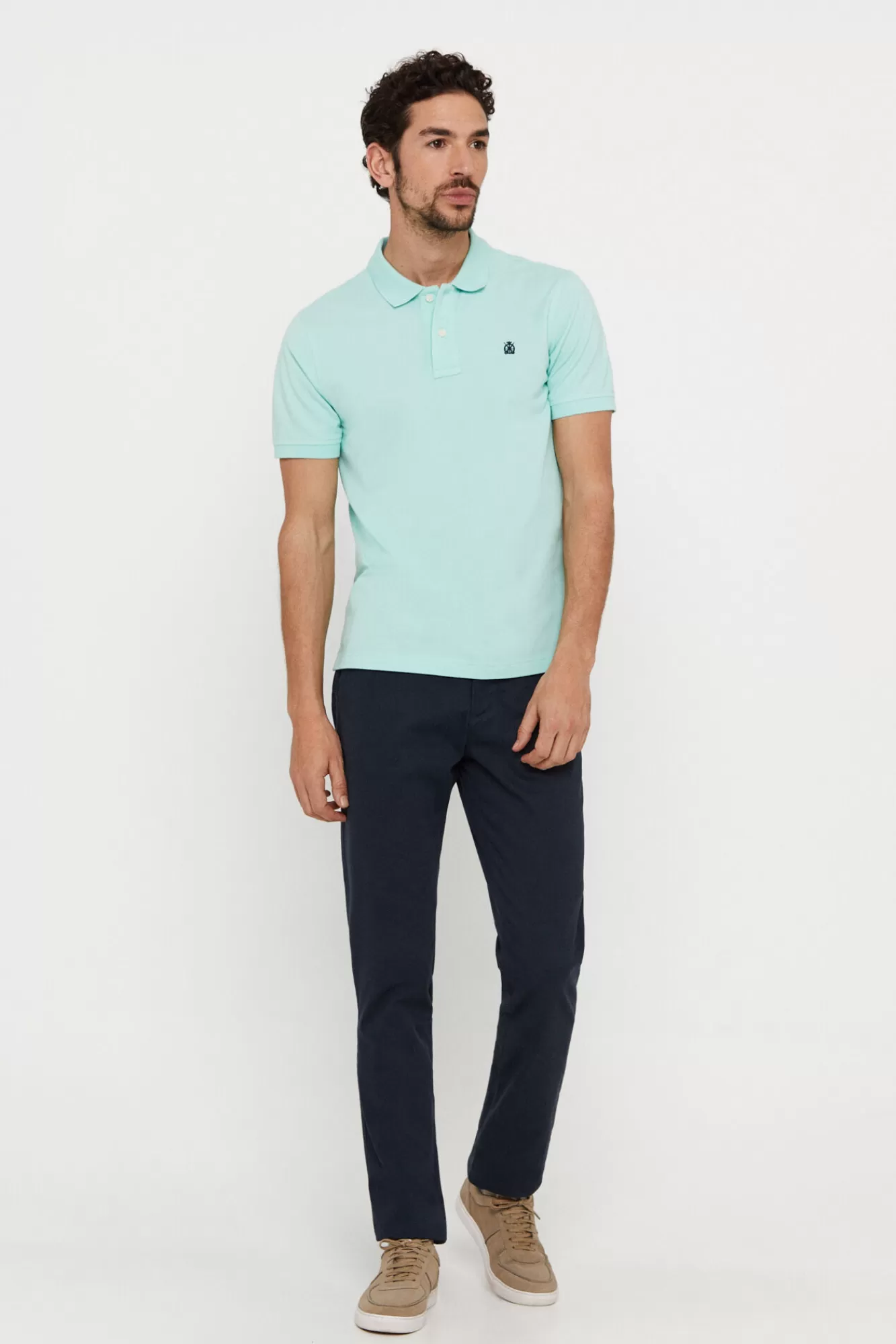 Store Cortefiel Pique Polo Shirt With Logo Green