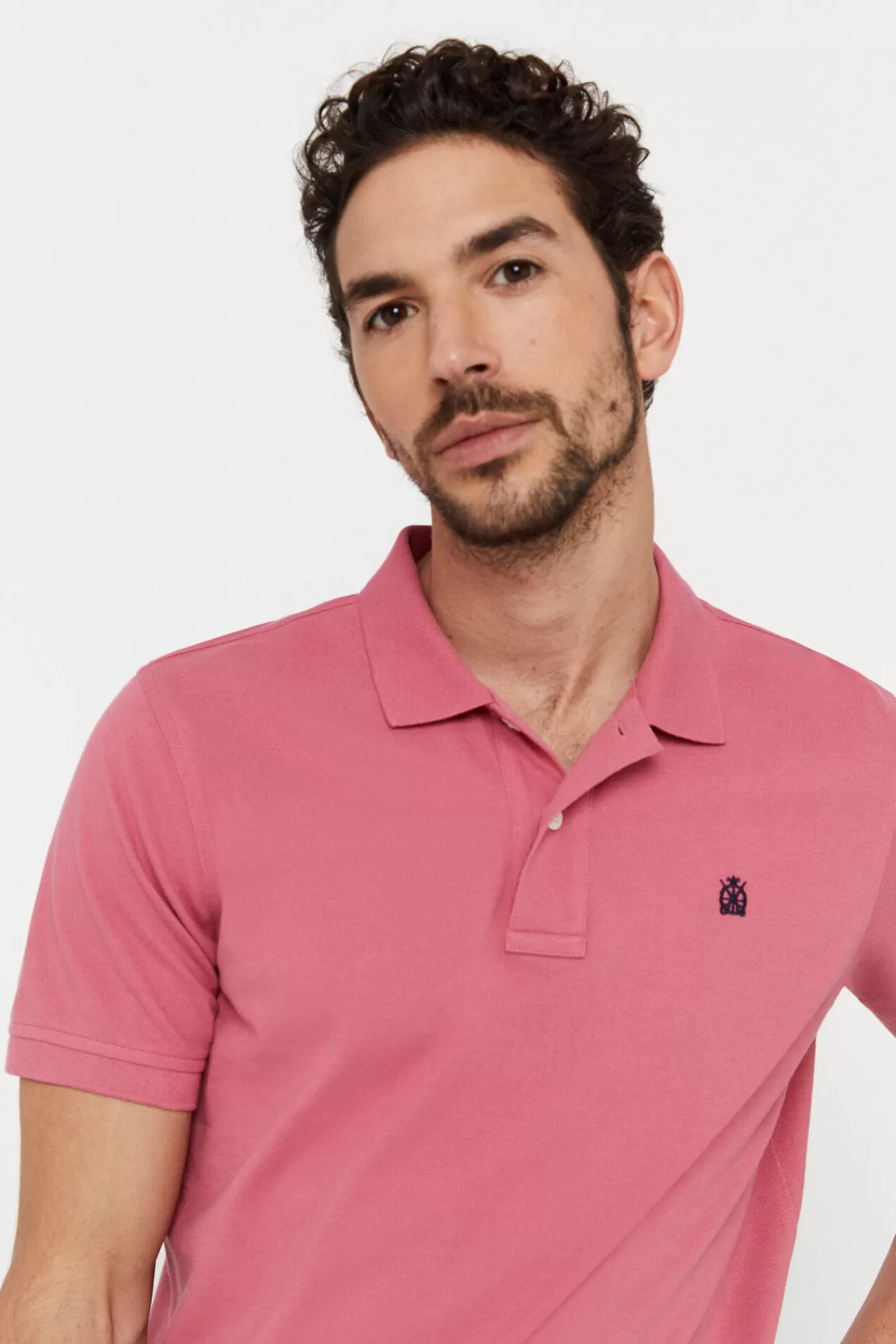 Cheap Cortefiel Pique Polo Shirt With Logo Pink