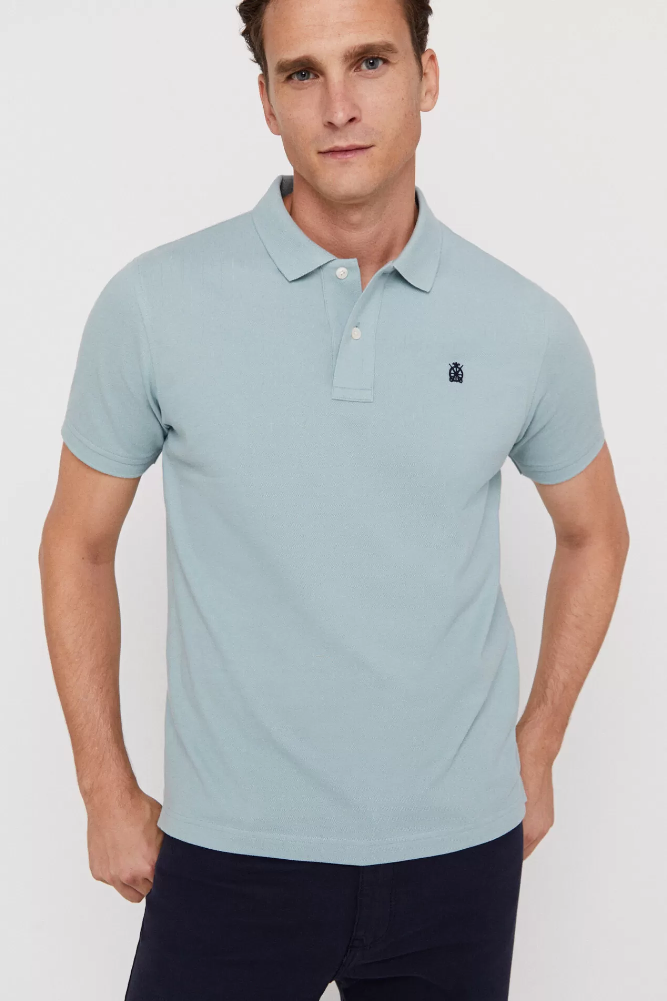 Outlet Cortefiel Pique Polo Shirt With Logo Blue