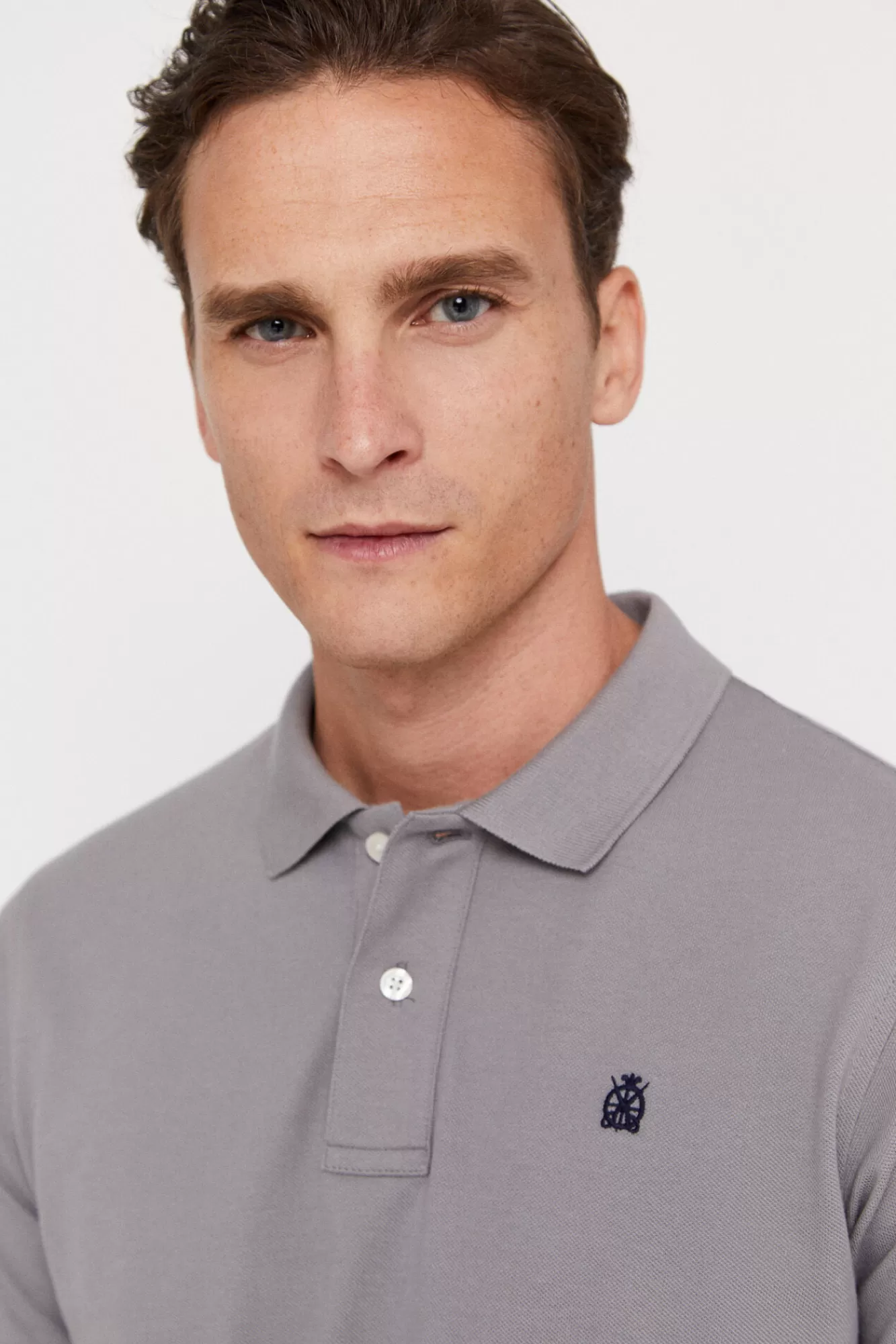 Outlet Cortefiel Pique Polo Shirt With Logo Grey