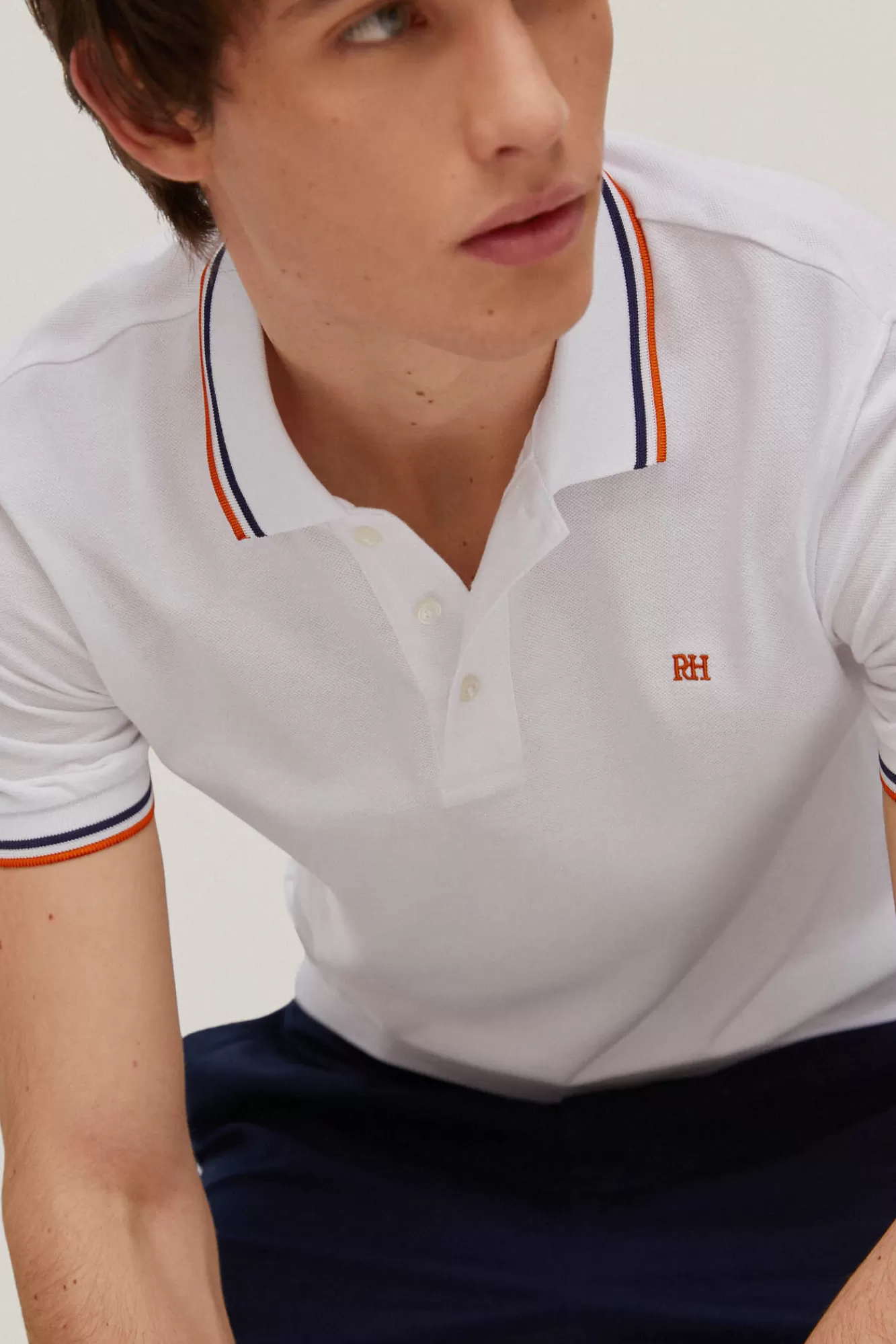 Store Pedro del Hierro Pique Tipped Polo Shirt White