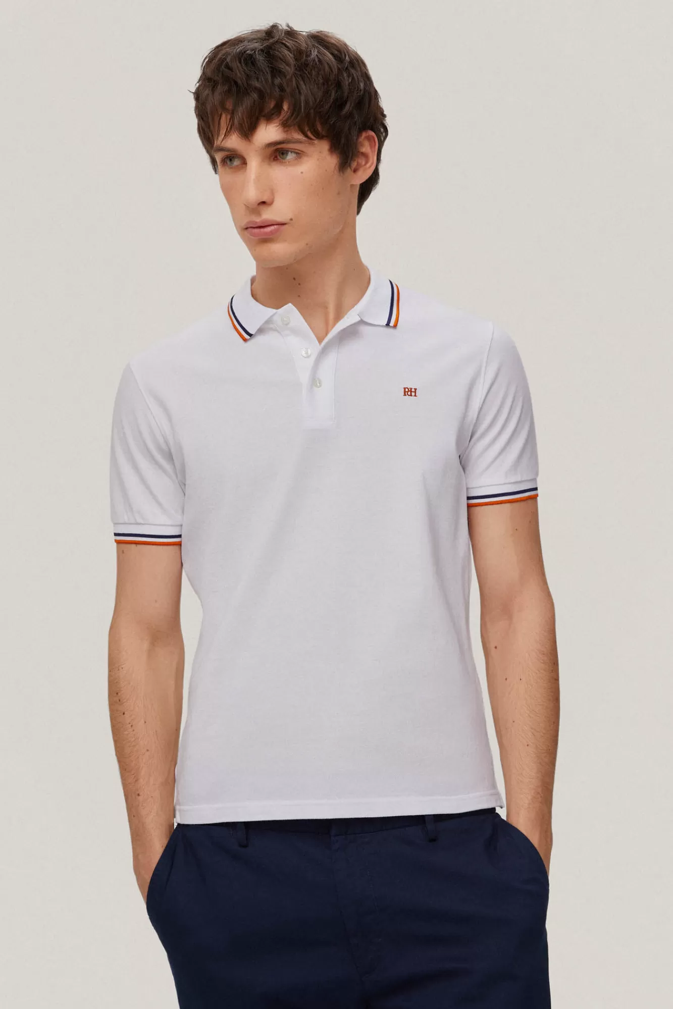 Store Pedro del Hierro Pique Tipped Polo Shirt White