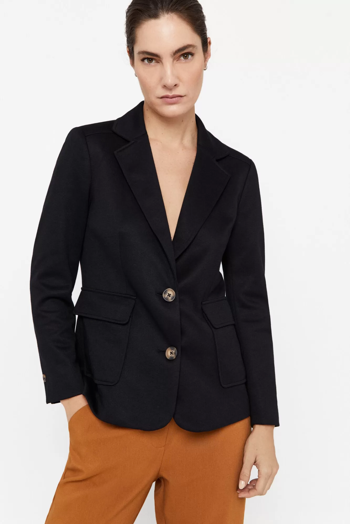 Best Sale Cortefiel Pique-Knit Blazer Black