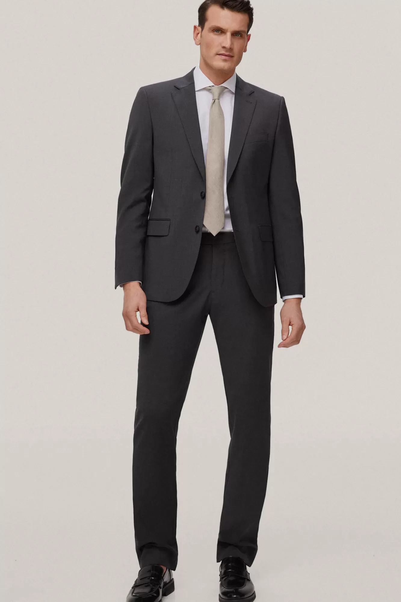 Best Pedro del Hierro Plain Bi-Stretch Suit Trousers Grey