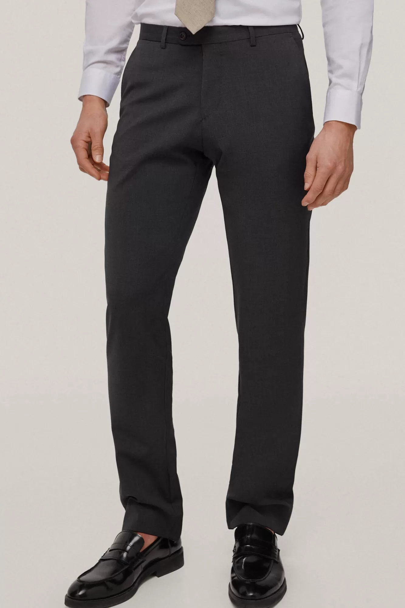 Best Pedro del Hierro Plain Bi-Stretch Suit Trousers Grey