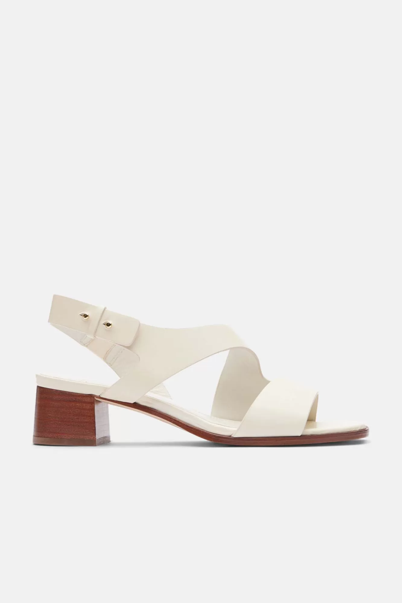 Store Lottusse Plain Cream Leather Sandals White