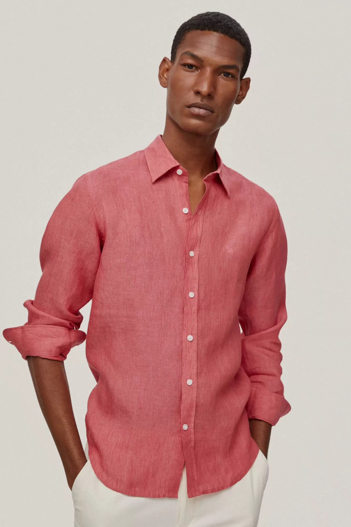 Discount Pedro del Hierro Plain Linen Shirt Red